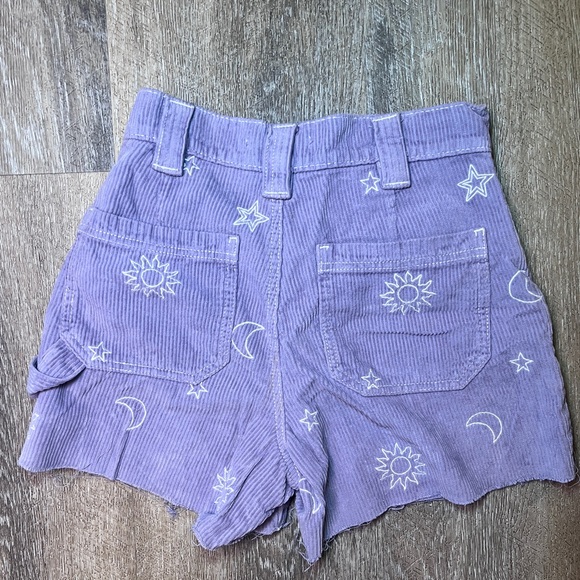 PacSun Lilac Corduroy Shorts Y2K Cargo Utility High Waist Purple Size 24 - Picture 2 of 6